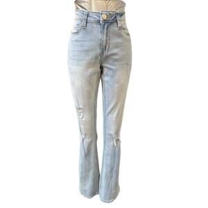 PTCL Ethical Clothing Bootcut Jeans Womens 26 Distressed Light Wash Denim Blue